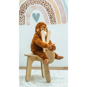 Resim Ahşap Çocuk Sandalyesi - Tavşan Tasarımlı, Montessori Tarzı, Doğal Ahşap 