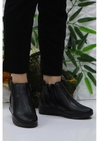 Resim Fort Gnd 8649 Ortopedik Sıcak Astar Kaymaz Taban Anne Bot Kadın Bot Siyah 