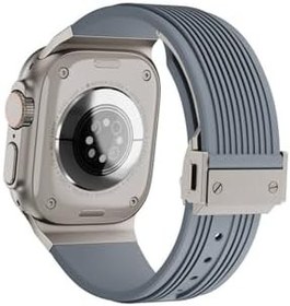 Resim PSR aksesuar (p306) Gri CNS- KRD-113 Spor Görünümlü Silikon Kordon-Gri Watch 44mm ile uyumlu 