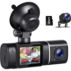 Resim 1080P 3 Kanallı Araç İçi Kamera, Gece Görüşü, G-Sensör, 64GB SD Kart 