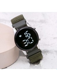 Resim Haki Yeşil Cırtlı Yapışır Kordon Unisex Erkek Yetişkin Çocuk Dijital Saat St-304058 