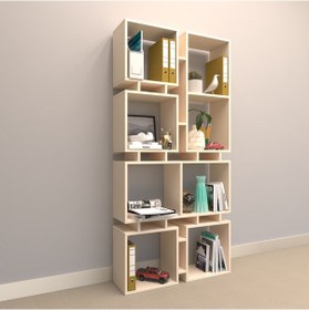 Resim Rafkestir Kavela Suntalam Kitaplık ( 86 X 178 Cm ) Krem ( Mat ) 