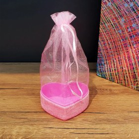 Resim Pembe Kalpli Tül Kese 