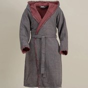 Resim Ecocotton Muna XXL Erkek Bornoz Inject Bordo-Antrasit 