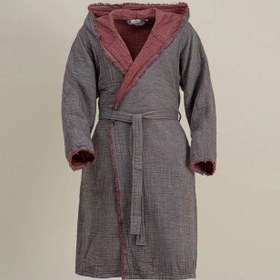 Resim Ecocotton Muna XXL Erkek Bornoz Inject Bordo-Antrasit 