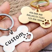 Resim 1 adet Özel Kazınmış Paslanmaz Çelik Köpek Etiketi Kolye - Kişiselleştirilmiş Evcil Hayvan İsmi ve Kimlik Etiketi ile Pati Baskı Tasarımı, Kayıp Köpekler için Dayanıklı Çok Renkli Seçenekler, Kemer, Veteriner, Eğitim, Evcil Hayvan Tanımlama, Şık Evcil Hayvan Aksesuarı, Yüksek Kaliteli Kazıma 
