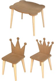 Resim Hedef Ahşap Ahşap Çocuk Çalışma Oyun Aktivite Masa Ve 2 Sandalye Takımı 