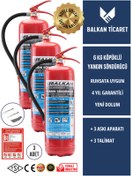 Resim Balkan Ticaret 3 Adet 6 Kg Tozlu Yangın Tüpü + askı aparatı ve talimat etiketi hediyeli - yangın anında güven verir 