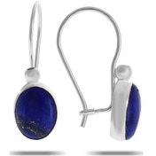 Resim Lapis Lazuli Taşlı Rodyumlu Gümüş Küpe 5538 