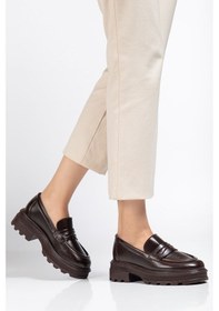 Resim 746-759 Kahve Yanki Yüksek Tabanlı Loafer Ayakkabı Bej - Siyah 