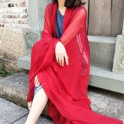 Resim Ekstra Büyük Kırmızı Şeffaf Eşarp - Plaj, Dans Partileri ve Sahne Dekoru için Hafif Şal, Rahat Stil, Polyester, Elde Yıkama veya Kuru Temizleme, Plaj Eşarpı 