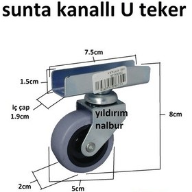 Resim Sehpa Tekerleği Masa Tekerleği Sunta Kanallı Uzun Tip Tekerlek 