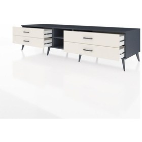 Resim Kronos Tv Ünitesi Tek Raflı 4 Çekmeceli 220x59x51 Antrasit-antrasit/aytaşı Antrasıt/aytası - Antrasıt 