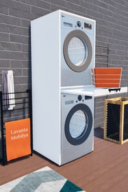 Resim Lavanta Mobilya İmalat Mdf Ren Çamaşır Makinesi Ve Kurutma Makinesi Dolabı - Raflı 