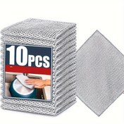 Resim 10 adet Çok Amaçlı Sihirli Temizlik Bezi - Dayanıklı Sentetik Örgü Mikrofiber Havlular, Yağ ve Kir Giderici, Mutfak Araçları, Tencere ve Metaller için Güvenli, Çizik Olmayan, Yüksek Emici, Hızlı Kuruyan, Kokusuz, Mutfak için Mükemmel 