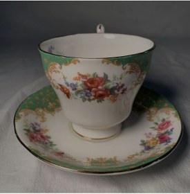 Resim Vintage Paragon Ingiliz Antika Çay Fincanı Yeşil 