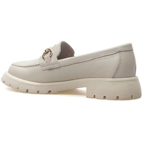 Resim Divadonna 4259 Kadın Hakiki Deri Taşlı Tokalı Loafer Ayakkabı Bej Siyah 