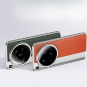 Resim Dual-Tone Color Sentetik Suni Deri Tam Kaplama Fotoğrafçılık Elektrokaplama Metal Büyük Delik Telefon Kılıfı XM13 Ultra, 14 Ultra, 15 