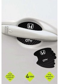 Resim Karbon Desenli Honda City Kapı İçi Çizik Önleyici Ve Şık Tasarım Folyo Koruma Seti City Yazılı 4 Adet 