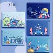 Resim 5 adet Disney Stitch A4 Şeffaf Dosya Çantası, Eğitici Malzemeler için Geniş Depolama. 