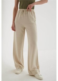 Resim Fashion Friends Geniş Paça Kadın Keten Pantolon 25y0249k1 Ekru 