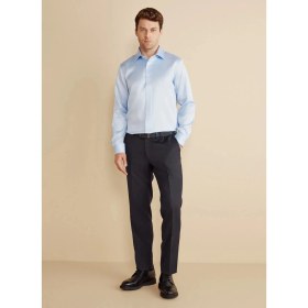 Resim Brooks Brothers Slim Fit Klasik Yaka Mavi Erkek Gömlek BBFW25MSH017 