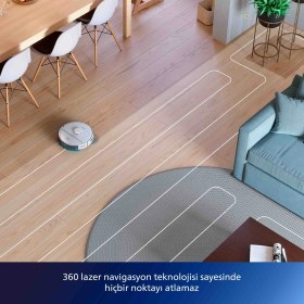 Resim Philips XU2100/20 2000 Serisi Islak Kuru Moplu İstasyonlu Robot Süpürge, HomeRun Uygulaması, LDS Radar Navigasyon, Beyaz, 