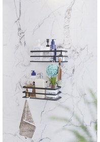 Resim Yapışkanlı Banyo Düzenleyici Şampuanlık 2 Adet Siyah Lm 01 Siyah 