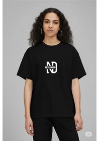 Resim Nevermind Oversize Tişört Kadın "nevermınd" Baskılı Geniş Kalıp T-shirt U Siyah 