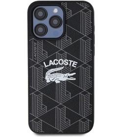 Resim İphone 15 Pro Max Kılıf Lacoste Uyumlu Lisanslı Magsafe Özellikli Mono Vintage Logo Kapak Siyah 