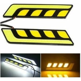 Resim Sis Lamba Gündüz Ledi Yapışma 12V L Tip Sarı- Beyaz Sinyalli Drl 