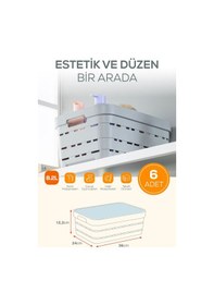 Resim 6'lı Kapaklı 8,2 Litre Delikli Saklama Kutusu Antrasit Antrasit 