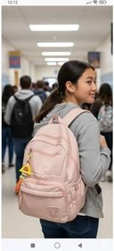 Resim Dört Bölmeli Trend Kumaş Lüks Okul ve Günlük Sırt Çantası, Pembe 