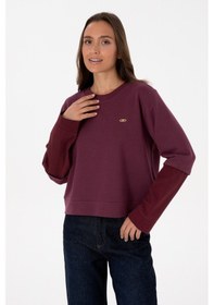 Resim U.S. Polo Assn. Kadın Bordo Gömlek Detaylı Bisiklet Yaka Sweatshirt 50315303-VR177 