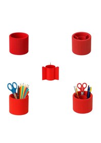 Resim Özel 3d Baskı Ayrılabilir 4 Bölmeli Kalemlik Masa Vb. Kalemliği Çapı: 8,5 Cm X Yükseklik: 8 Cm Kırmızı 
