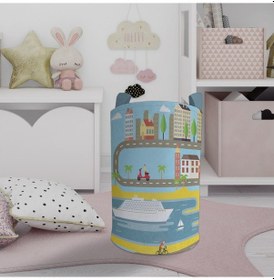 Resim Mekta Home Bebek Ve Çocuk Odası Şehir Desenli Oyuncak Sepeti Renkli Çok Renkli 