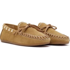 Resim Derimod Kadın Bej Süet Deri Loafer 26PFD552410 