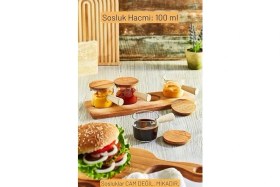 Resim CetKing Life 4'lü Ahşap Standlı Mika Kahvaltılık Takımı - Reçellik, Kahve Yanı Sunumluk 