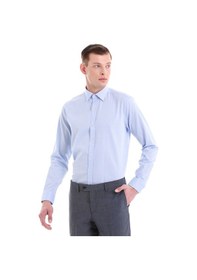 Resim Hatemoğlu Mavi 100% Pamuklu Slim Yaka Uzun Kollu Spor Gömlek 23d190000042 Mavi - Lacivert 