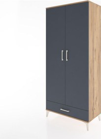 Resim Hyperion Dolap 5 Raflı Tek Çekmeceli 2 Kapaklı 88x44x195 Çam-... Çam 