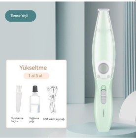 Resim Evcil Hayvan Tıraş Makinesi Kedi Tıraş Ayağı Saç Kesici Köpek Kesme Özel Elektrikli Makas Yeşil 