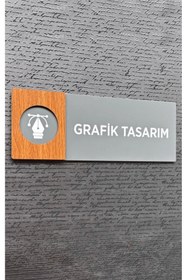 Resim Yönline Grafik Tasarım Kapı İsimliği Kişiselleştirilebilir Antrasit Ceviz Detaylı Kendinden Yapışkanlı 