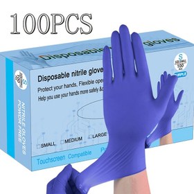 Resim 100 adet Tek Kullanımlık Nitril Eldivenler - Mavi Mor, Lateksiz, Su Geçirmez & Dokunmatik Ekran Uyumlu, Dayanıklı Esnek Eldivenler Mutfak Temizliği, Dövme Yapımı, Saç Boyama, Evcil Hayvan Bakımı, Güzellik Salonları, Ev ve Dış Mekan Kullanımı için, Latekssiz Tozsuz 