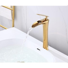 Resim İsaoğlu Yapı Şelale Lavabo Bataryası Gold Çanak Lavabo Bataryası Şelale Akışlı Altın Lavabo Musluk Banyo Batarya Gold 