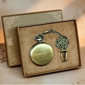 Resim hediyesahibi Kişiye Özel Retro Gold Vintage Renkli Köstekli Cep Saati 