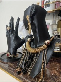 Resim Dekoratif Takı Organizer Manken 21cm Set Şık Makyaj Mücevher Kolye Tasarım Sergi Yüzük 