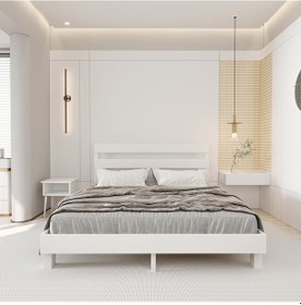 Resim Natura New Model Beyaz Renk Çam Ahşap Karyola-24 140 x 190 