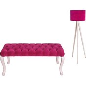 Resim Masif Art Kapri 120 Cm Kapitoneli Bench Puf Beyaz Lake 