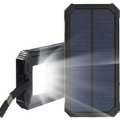 Resim Springsun 20000mah Güneş Enerjili Power Bank, İki Usb Portu, Led Fenerli, Dış Mekanlar İçin Şarj Cihazı Siyah 