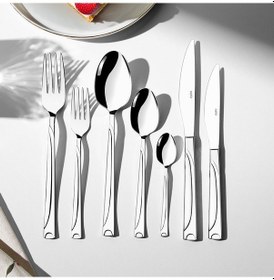 Resim Nehir Fiesta Sade 12 Kişilik 89 Parça Deri Kutulu Çatal Kaşık Bıçak Takımı Gri 